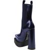 imageFSJ Women Gorgeous Pointed Toe Chunky High Heel Platform Ankle Boots Elastic Pull On Ladies Fashion Casual Shoes Size 415 USDark Blue