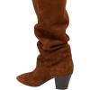 imageFSJ Women Over The Knee Boots Comfy Wrinkled Medium Chunky Heel Closed Point Toe Classic Pull On Business Shoes Size 415 M USSienna
