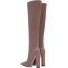 imageFSJ Women Sexy Knee High Chunky Heel Boots Matte Leather Closed Pointed Toe Side Zipper High Heeled Wide Calf Winter Fashion Dress Booties 415 M USDeep Apricot