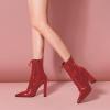 imageFSJ Women Stylish Pointed Toe Chunky Heel Lace Up Ankle Boots with Side Zipper Chelsea Mid Calf Short Booties Dress Patent Leather Boots Size 415 USRed