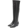 imageFSJ Women Casual Thigh High Tall Boots Over The Knee Booties Pointed Closed Toe Chunky Low Heel Leather Party Club Ladies Fall Winter Shoes Size 415 USBlack