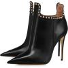 imageFSJ Women Classic Pointed Toe Stiletto High Heel Studded Ankle Boots Glossy Pull On Casual Party Street Ladies Shoes Size 415 USBlack