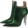 imageFSJ Women Classic Pointed Toe Stiletto High Heel Studded Ankle Boots Glossy Pull On Casual Party Street Ladies Shoes Size 415 USGreen