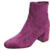 imageFSJ Women Classic Round Toe Mid Chunky Block Heel Chelsea Ankle Boots Fashion Winter Booties With Side Zipper Suede Formal Casual Dress Shoes Size 415 USMedium Orchid