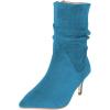 imageFSJ Women Elegant Slouch Ankle Boots Pointed Closed Toe Kitten Low Heels Stacked Short Booties Leather Side Zipper Ladies Office Party Prom Fall Winter Dress Shoes Size 415 USBlue