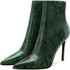 imageFSJ Women Fashion Leopard Ankle Boots Ladies Waterproof Pointed Toe Heeled Calf Booties Stiletto Convenient Side Zipper Sexy Dress High Heels Shoes Size 415 USGreen