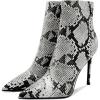 imageFSJ Women Fashion Leopard Ankle Boots Ladies Waterproof Pointed Toe Heeled Calf Booties Stiletto Convenient Side Zipper Sexy Dress High Heels Shoes Size 415 USGrey