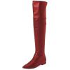 imageFSJ Women Fashion Over The Knee High Boots Pointed Toe Flat Comfortable Back Zipper Ladies Shoes for WinterWine Red