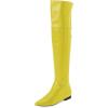 imageFSJ Women Fashion Over The Knee High Boots Pointed Toe Flat Comfortable Back Zipper Ladies Shoes for WinterYellow