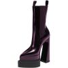 imageFSJ Women Gorgeous Pointed Toe Chunky High Heel Platform Ankle Boots Elastic Pull On Ladies Fashion Casual Shoes Size 415 USPurple