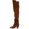 imageFSJ Women Over The Knee Boots Comfy Wrinkled Medium Chunky Heel Closed Point Toe Classic Pull On Business Shoes Size 415 M USSienna