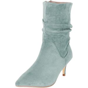 imageFSJ Women Elegant Slouch Ankle Boots Pointed Closed Toe Kitten Low Heels Stacked Short Booties Leather Side Zipper Ladies Office Party Prom Fall Winter Dress Shoes Size 415 USPowderblue