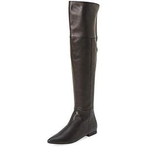 imageFSJ Women Fashion Over The Knee High Boots Pointed Toe Flat Comfortable Back Zipper Ladies Shoes for WinterBlack