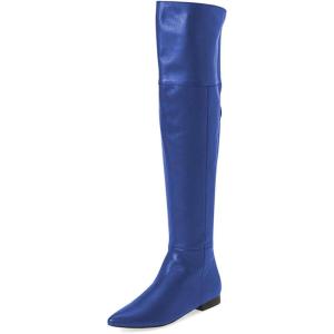 imageFSJ Women Fashion Over The Knee High Boots Pointed Toe Flat Comfortable Back Zipper Ladies Shoes for WinterRoyal Blue