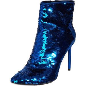 imageFSJ Women Sexy Sequins Stiletto High Heels Ankle Booties Pointed Toe Side Zippers Evening Party Night Club Shoes Size 415 USBlue
