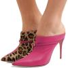 imageFSJ Women Animal Print Pointed Toe Sandals High Heels Mules Sexy Slide Pumps Dress Slip on Shoes Size 415 USHot Pink
