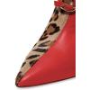 imageFSJ Women Animal Print Pointed Toe Sandals High Heels Mules Sexy Slide Pumps Dress Slip on Shoes Size 415 USRed