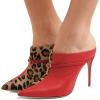 imageFSJ Women Animal Print Pointed Toe Sandals High Heels Mules Sexy Slide Pumps Dress Slip on Shoes Size 415 USRed