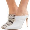 imageFSJ Women Animal Print Pointed Toe Sandals High Heels Mules Sexy Slide Pumps Dress Slip on Shoes Size 415 USWhite Snake