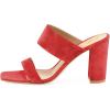imageFSJ Women Chic Open Toe Sandals Chunky Heels Mules Slip On Casual Dress Shoes Size 415 USRed