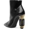 imageFSJ Women Chic Pointed Toe Crystal Chunky Block High Heel Ankle Boots Glossy Side Zipper Casual Daily Fashion Ladies Shoes Size 415 USBlack Snakeskin