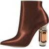 imageFSJ Women Chic Pointed Toe Crystal Chunky Block High Heel Ankle Boots Glossy Side Zipper Casual Daily Fashion Ladies Shoes Size 415 USBrown