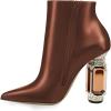 imageFSJ Women Chic Pointed Toe Crystal Chunky Block High Heel Ankle Boots Glossy Side Zipper Casual Daily Fashion Ladies Shoes Size 415 USBrown
