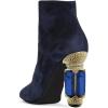 imageFSJ Women Chic Pointed Toe Crystal Chunky Block High Heel Ankle Boots Glossy Side Zipper Casual Daily Fashion Ladies Shoes Size 415 USDark Blue