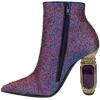 imageFSJ Women Chic Pointed Toe Crystal Chunky Block High Heel Ankle Boots Glossy Side Zipper Casual Daily Fashion Ladies Shoes Size 415 USPurple Special