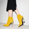 imageFSJ Women Chic Pointed Toe Crystal Chunky Block High Heel Ankle Boots Glossy Side Zipper Casual Daily Fashion Ladies Shoes Size 415 USYellow