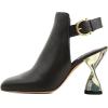imageFSJ Women Chic Square Toe Ankle Boots Twisty Metal Chunky High Heel Ankle Strap Buckle Backless Casual Daily Ladies Shoes Size 415 USBlack