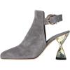 imageFSJ Women Chic Square Toe Ankle Boots Twisty Metal Chunky High Heel Ankle Strap Buckle Backless Casual Daily Ladies Shoes Size 415 USGrey
