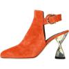 imageFSJ Women Chic Square Toe Ankle Boots Twisty Metal Chunky High Heel Ankle Strap Buckle Backless Casual Daily Ladies Shoes Size 415 USOrange