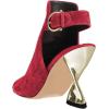 imageFSJ Women Chic Square Toe Ankle Boots Twisty Metal Chunky High Heel Ankle Strap Buckle Backless Casual Daily Ladies Shoes Size 415 USRed