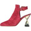 imageFSJ Women Chic Square Toe Ankle Boots Twisty Metal Chunky High Heel Ankle Strap Buckle Backless Casual Daily Ladies Shoes Size 415 USRed