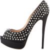 imageFSJ Women Classic Rivets Platform Heel Peep Toe Pumps High Stiletto Heel Slip On Studded Sexy Wedding Party Dance Shoes Size 416 USBlack Silverrivets