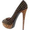 imageFSJ Women Classic Rivets Platform Heel Peep Toe Pumps High Stiletto Heel Slip On Studded Sexy Wedding Party Dance Shoes Size 416 USBrown Leopard Print