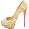 imageFSJ Women Classic Rivets Platform Heel Peep Toe Pumps High Stiletto Heel Slip On Studded Sexy Wedding Party Dance Shoes Size 416 USCreamy