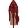 imageFSJ Women Classic Rivets Platform Heel Peep Toe Pumps High Stiletto Heel Slip On Studded Sexy Wedding Party Dance Shoes Size 416 USDark Red