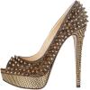 imageFSJ Women Classic Rivets Platform Heel Peep Toe Pumps High Stiletto Heel Slip On Studded Sexy Wedding Party Dance Shoes Size 416 USGold