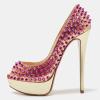imageFSJ Women Classic Rivets Platform Heel Peep Toe Pumps High Stiletto Heel Slip On Studded Sexy Wedding Party Dance Shoes Size 416 USGold Pink Rivet