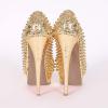 imageFSJ Women Classic Rivets Platform Heel Peep Toe Pumps High Stiletto Heel Slip On Studded Sexy Wedding Party Dance Shoes Size 416 USGolden