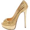 imageFSJ Women Classic Rivets Platform Heel Peep Toe Pumps High Stiletto Heel Slip On Studded Sexy Wedding Party Dance Shoes Size 416 USGolden