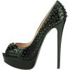 imageFSJ Women Classic Rivets Platform Heel Peep Toe Pumps High Stiletto Heel Slip On Studded Sexy Wedding Party Dance Shoes Size 416 USGreen