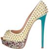imageFSJ Women Classic Rivets Platform Heel Peep Toe Pumps High Stiletto Heel Slip On Studded Sexy Wedding Party Dance Shoes Size 416 USLight Gold