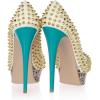 imageFSJ Women Classic Rivets Platform Heel Peep Toe Pumps High Stiletto Heel Slip On Studded Sexy Wedding Party Dance Shoes Size 416 USLight Gold