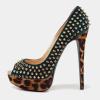 imageFSJ Women Classic Rivets Platform Heel Peep Toe Pumps High Stiletto Heel Slip On Studded Sexy Wedding Party Dance Shoes Size 416 USNavy Blue