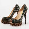 imageFSJ Women Classic Rivets Platform Heel Peep Toe Pumps High Stiletto Heel Slip On Studded Sexy Wedding Party Dance Shoes Size 416 USNavy Blue