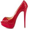 imageFSJ Women Classic Rivets Platform Heel Peep Toe Pumps High Stiletto Heel Slip On Studded Sexy Wedding Party Dance Shoes Size 416 USRed