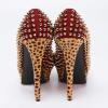 imageFSJ Women Classic Rivets Platform Heel Peep Toe Pumps High Stiletto Heel Slip On Studded Sexy Wedding Party Dance Shoes Size 416 USRed Leopard Print